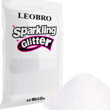 LEOBRO Witte Glitter, 100g / 3.5 oz Iridescent Fijne Glitter voor Ambachten, Hars, DIY Sieraden, Sleutelhangers