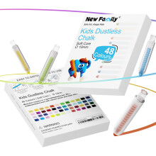 Set di Gesso Senza Polvere NewFamily 48 Colori con Supporti, Non Tossico, Lavabile, per Bambini