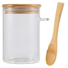 Vidrio Comida HerméTica Recipiente Rueda Giratoria Tapa de Madera Cocina Caramelo Tanque de Almacenamiento Tarro Contenedor de Comida de Bambú con