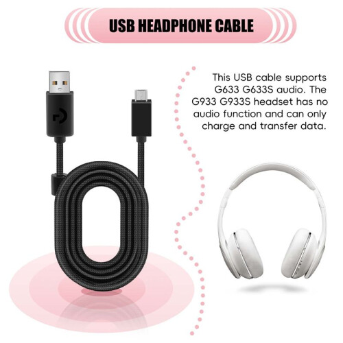 2M USB Headphone Cable Audio Cable for  G633 G633S Headset 2