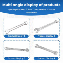 Silver Tone 5.5mm x 7mm U Shape Double Open-ended Wrench Tool