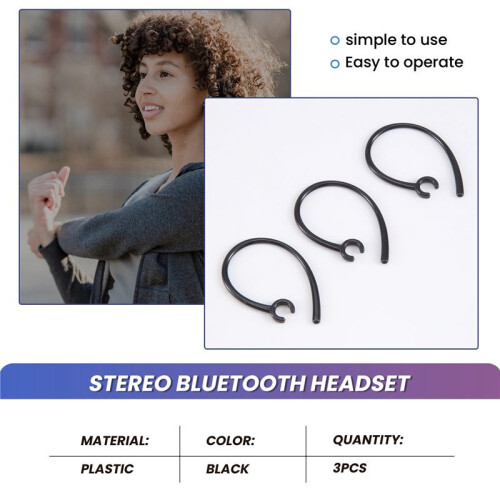 3 Pcs Handfree 5.5Mm Hole Black Plastic Earhook for  Earphone 2