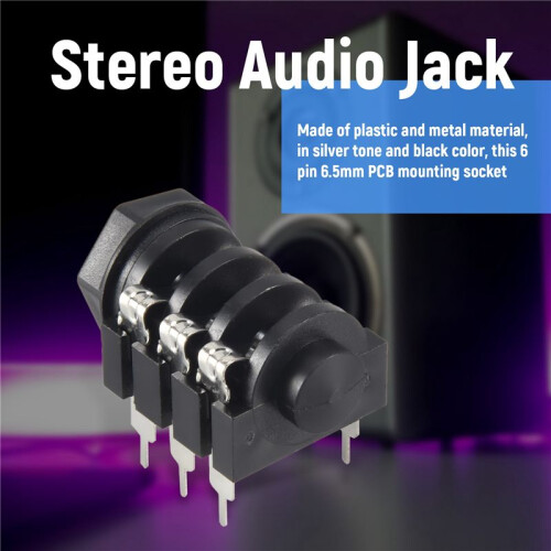 1/4" 6.5mm Stereo Audio PCB Panel Mount Headphone Jack Socket 6 Pin 2
