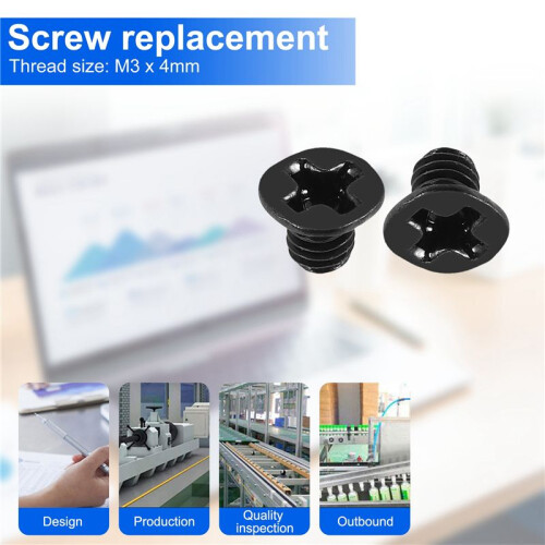 50 Pcs M3x4mm Screws Replacement Black for Laptop Hard Drive 2