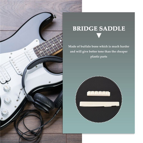 1Set Ivory Bone Bridge Saddle And Nut For 6 String Acoustic Guitar 2
