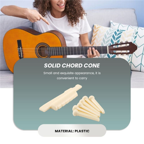 6 Bridge Pins + saddle + bridge saddle Bone / Bone Acoustic Guitar white 2