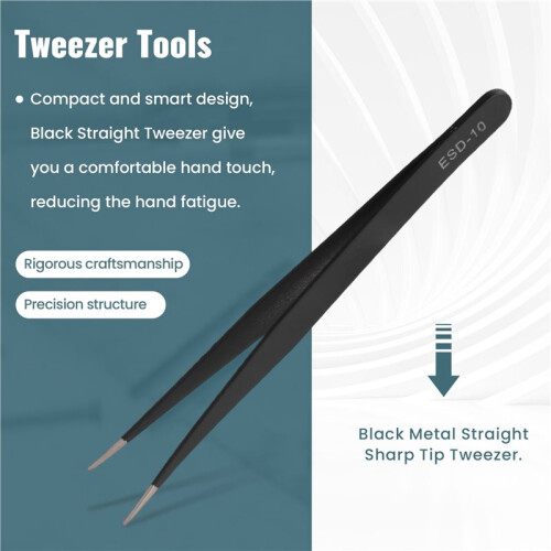Pinza de Metal Punta Recta Afilada - Negro 1