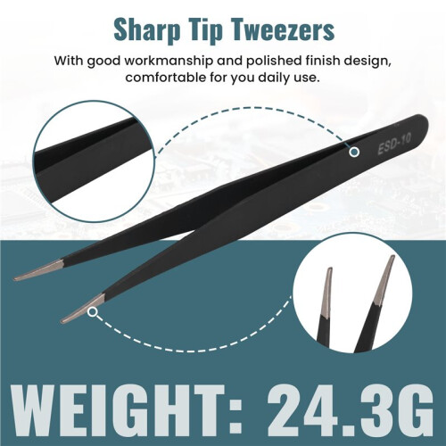 Black Metal Straight  Tip Tweezer 2