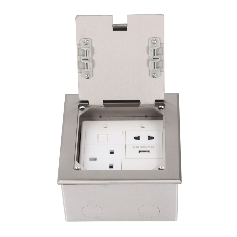 Silver Stainless Steel Floor Outlet 2500W 3 Prong Usb Computer 4941390840028