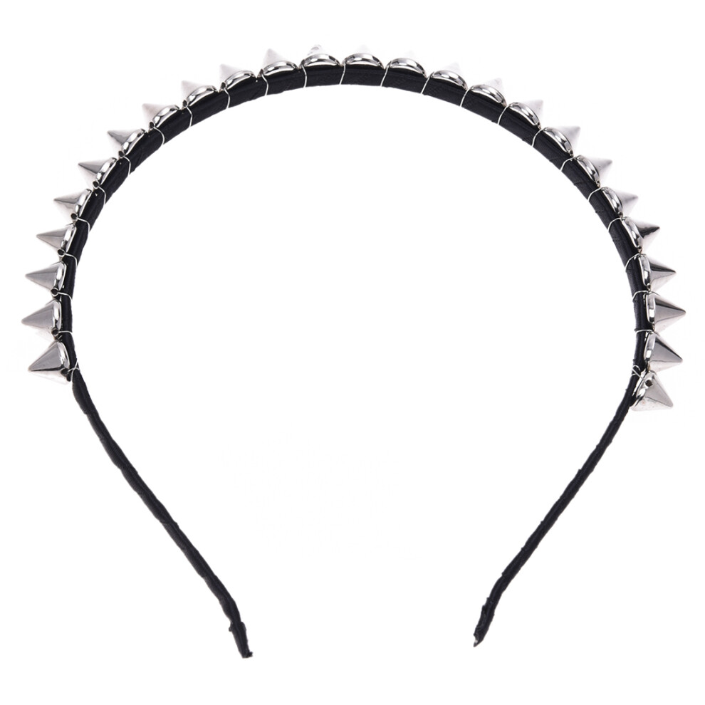 Unisex Silver Metal Stud Rivet Spike Headband Hair Band Aliceband Punk Girl