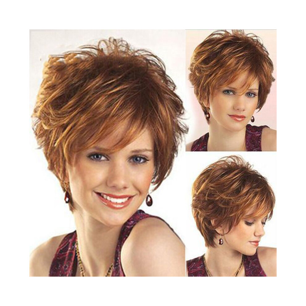(#1-30cm) Hair Short Womens Full Wig Natural Curly Wavy Synthetic Cosplay Lot Party Wigs