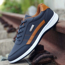 (Blue, EU41) Artificial Mens Shoes Leather Casual Sneakers Trainers Shoes Fitness Running