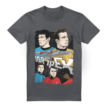 (4XL, Charcoal) Star Trek Mens Illustrated Crew T-Shirt