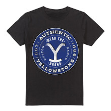 (5XL, Black) Yellowstone Mens Authentic Blue Badge T-Shirt