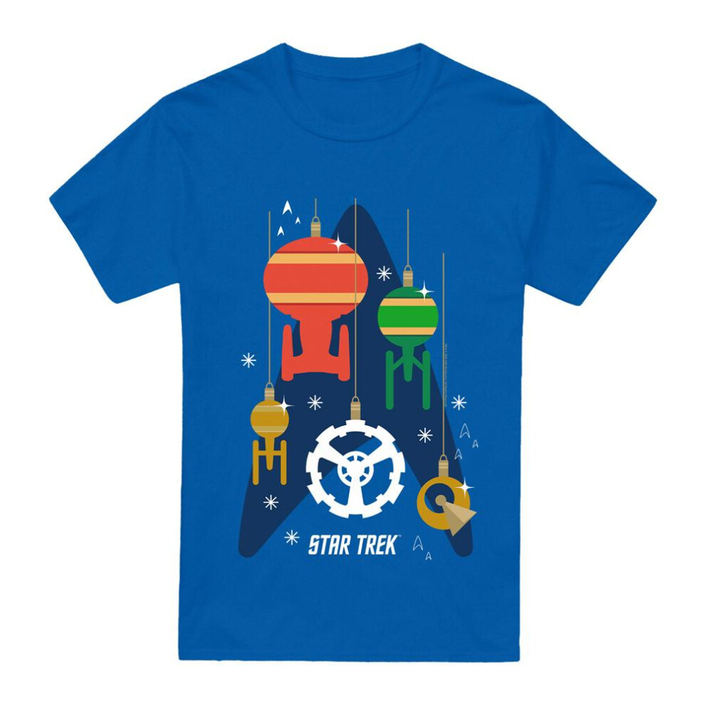 Star Trek (M, Royal Blue) Mens Spaceship Bauble Christmas T-Shirt