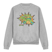 (XXL, Sport Heather) Teenage Mutant Ninja Turtles Unisex Adult Funny Face Turtles Sweatshirt