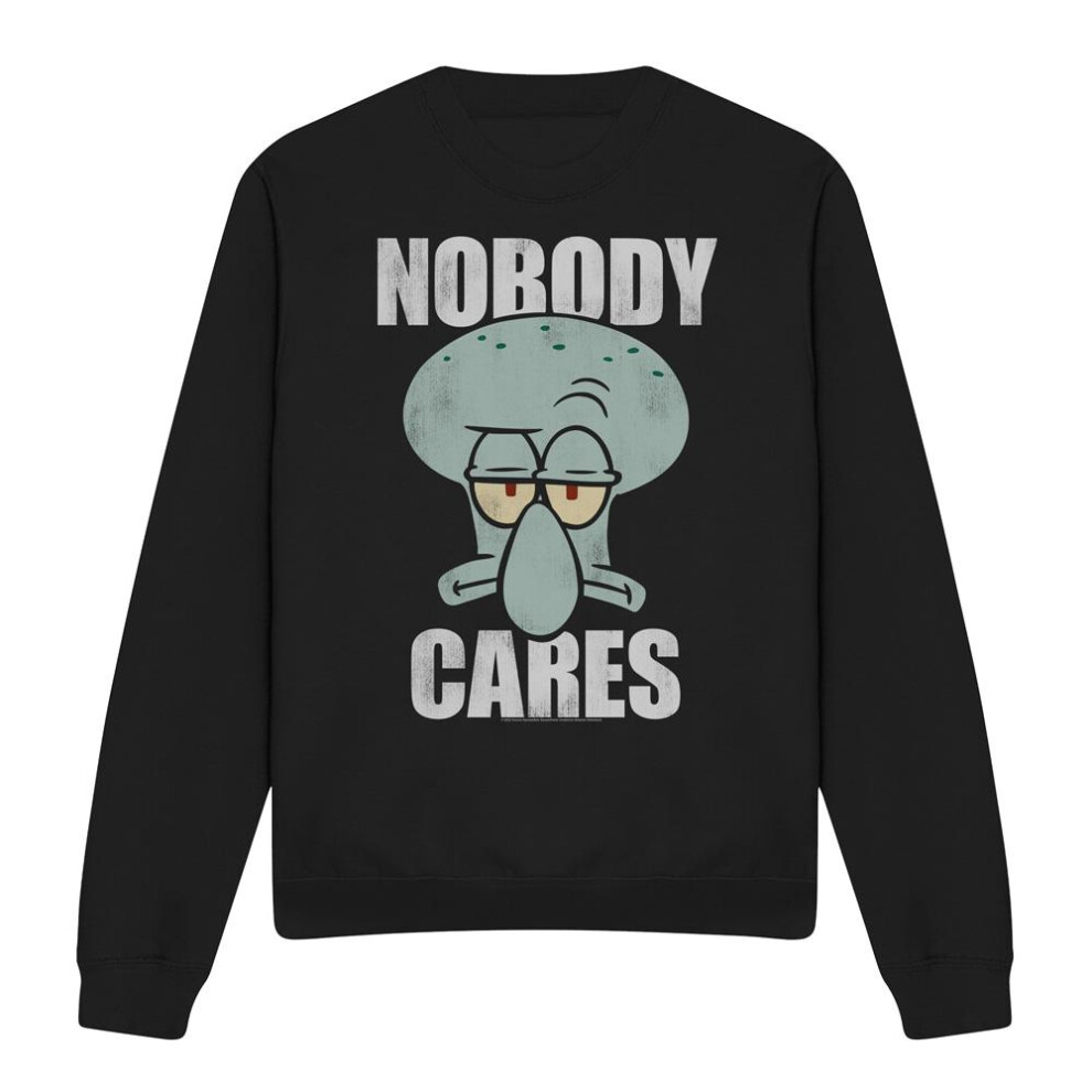 Spongebob Squarepants (L, Black) Unisex Adult Nobody Cares Meme Sweatshirt