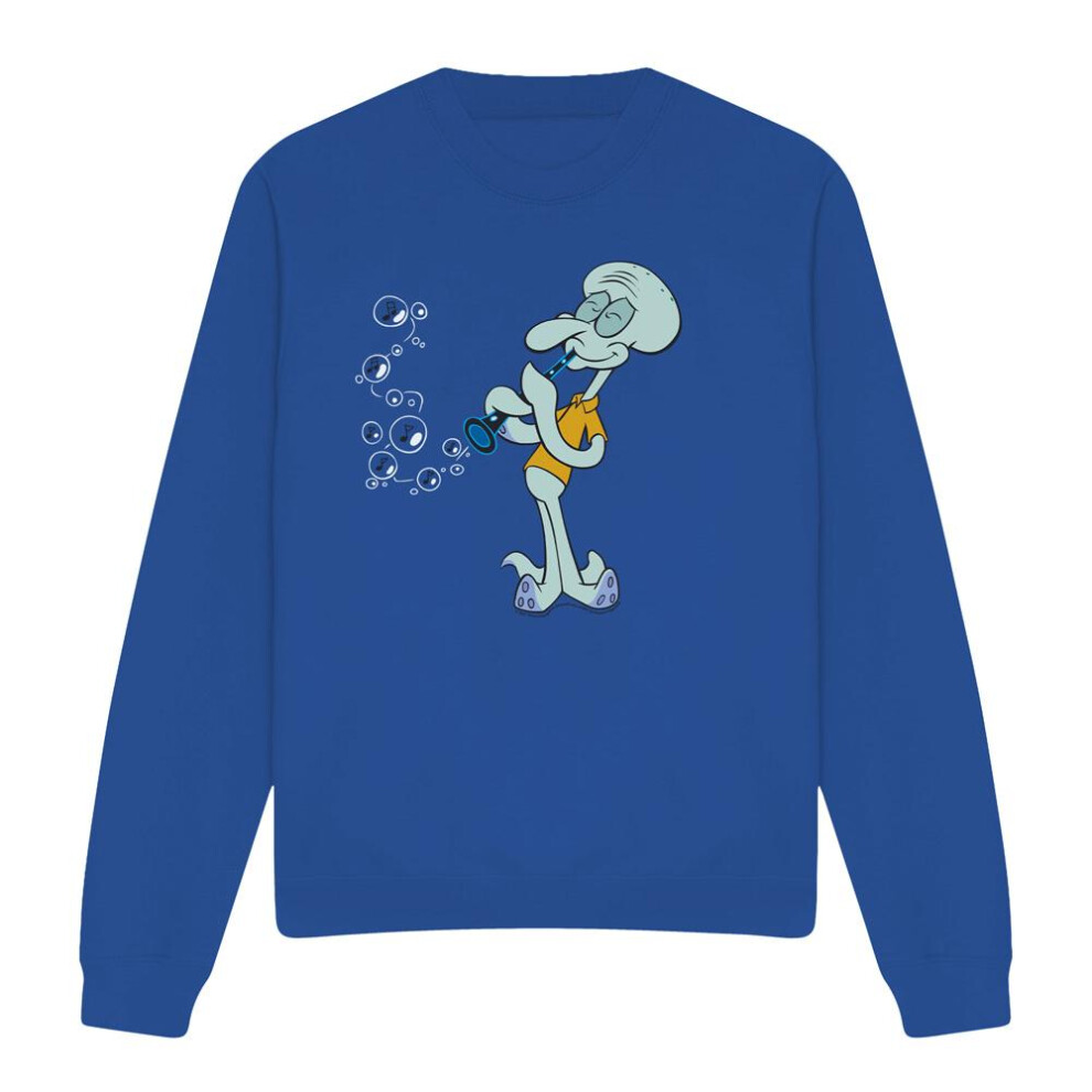 Spongebob Squarepants (Xl, Royal ) Unisex Adult Squidward's Clarinet Sweatshirt Blue