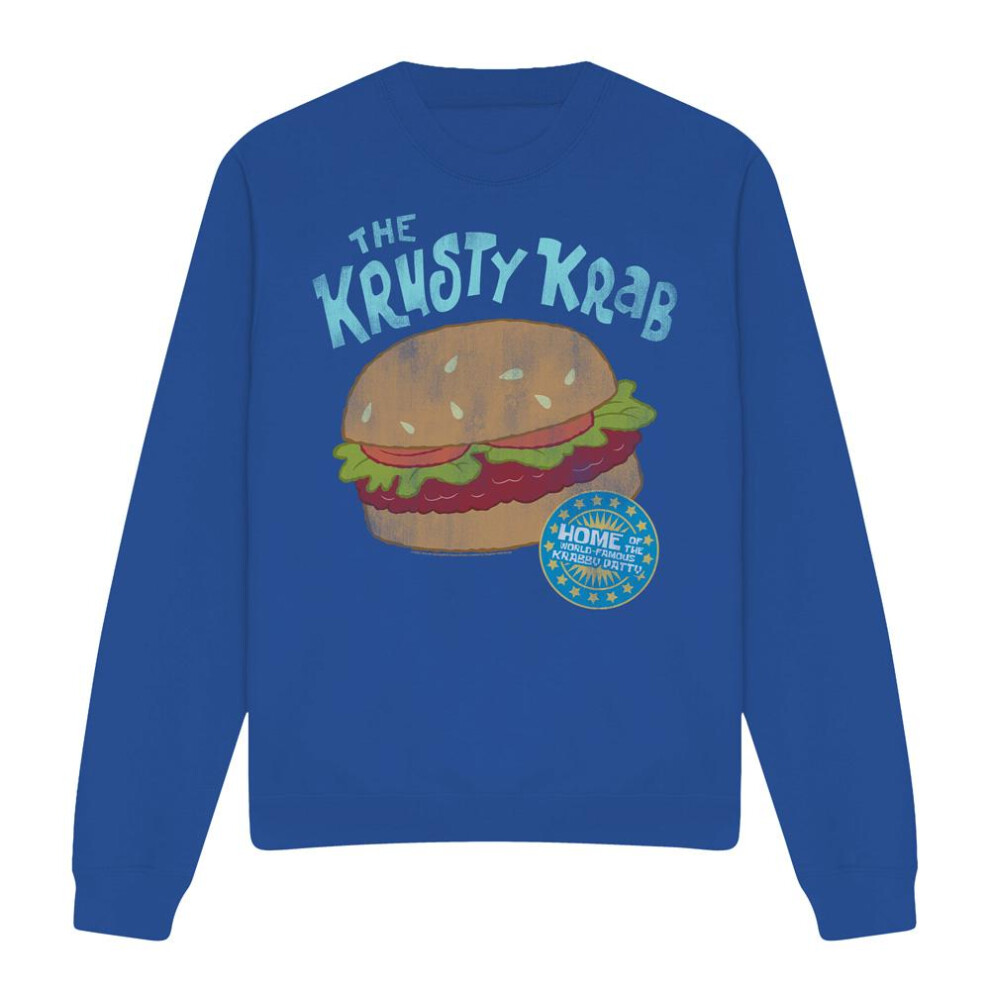 Spongebob Squarepants (S, Royal ) Unisex Adult Krusty Krab Sweatshirt Blue