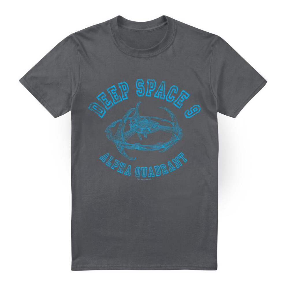 Star Trek (S, Charcoal) Mens Deep Space 9 Athletic T-Shirt Multicoloured