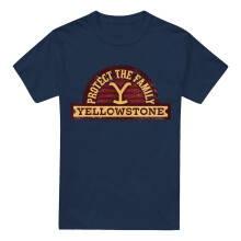 (S, Navy) Yellowstone Mens Protect the Family Patch T-Shirt