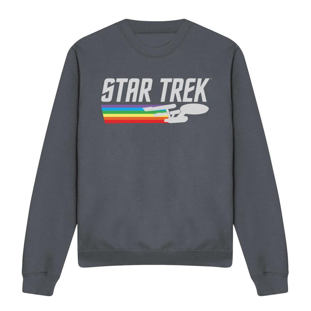 Star Trek (S, Charcoal) Unisex Adult Rainbow Trail Sweatshirt Multicoloured