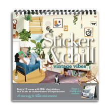 Sticker & Chill - Vibras Vintage - Stickers Reposicionables con Más de 500 Stickers y 10 Escenas - Actividad para Adultos