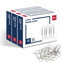 Deli Jumbo Paperclips Glad, 300 Grote Paperclips, 3 Dozen van 100 Elk, Zilver