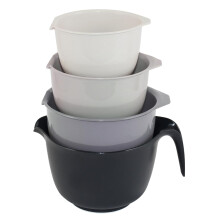 Bol de Mélange Glad avec Bec Verseur, Set de 4 - Bols en Plastique Empilables (1,2qt, 1,9qt, 2,8qt, et 3qt avec Poignée)