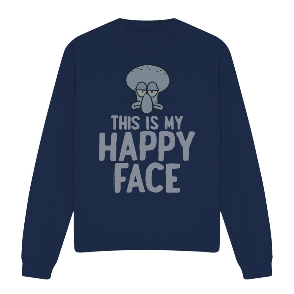 Spongebob Squarepants (Xxl, Navy) Unisex Adult Happy Face Sweatshirt Blue,Multicoloured