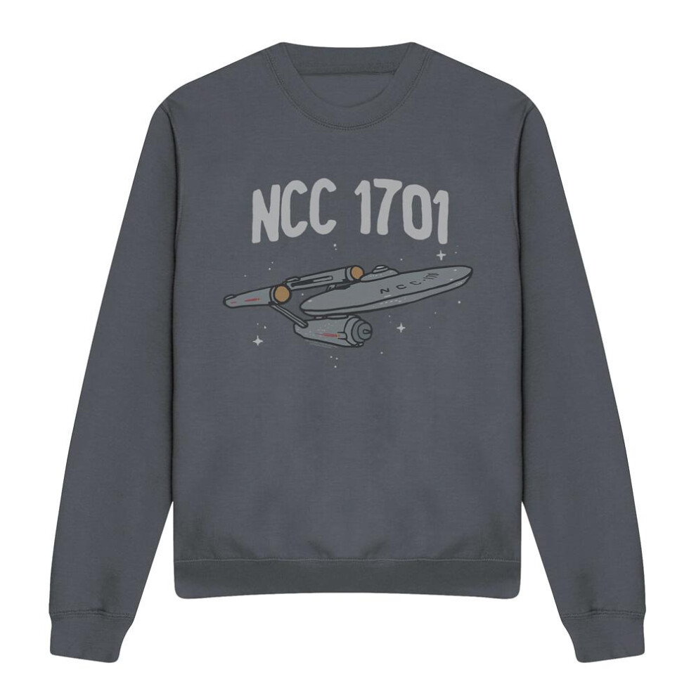 Star Trek (S, Charcoal) Unisex Adult The First Enterprise Sweatshirt Multicoloured