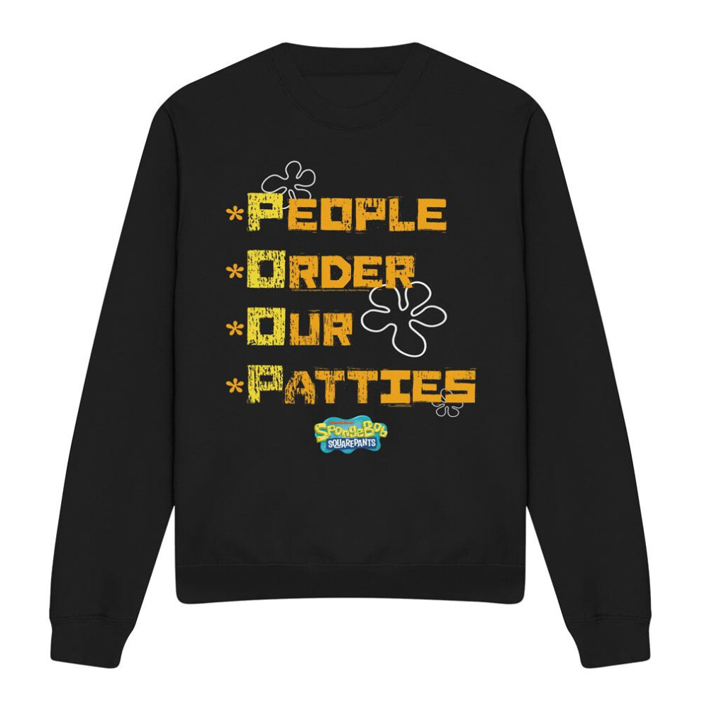 Spongebob Squarepants (Xxl, Black) Unisex Adult People Order Our Patties Sweatshirt
