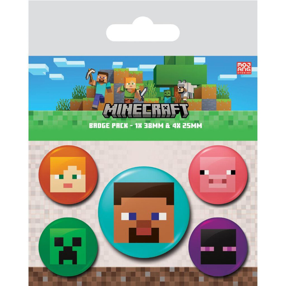 Minecraft Faces Badge (Pack Of 5)