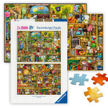 Ravensburger - Colin Thompson - 2 x 1000 Stuk Puzzel - Prachtige Scènes - #1 Tuin Kast & Verborgen Schatten - #2 Keuken Delights