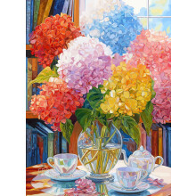 Cross & Glory - Die Farbe der Ruhe - 1000 Teile Puzzle für Erwachsene | Elegantes Hortensien Stillleben Puzzle | Premium Qualität