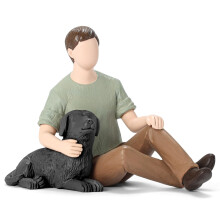 Carracci Figurine Mann mit schwarzem Hund, Freundschaftsgeschenke, Ehrung bedingungsloser Tierliebe