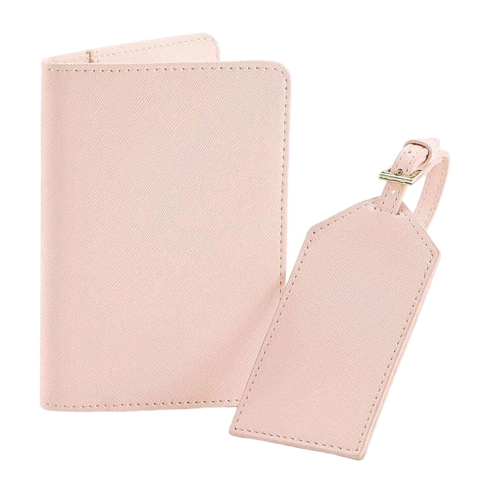 Bagbase (One Size, Soft Pink) Faux Leather Boutique Travel Set