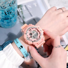 (Pink) Modern Couple Student Electronic Watch Waterproof Night Outdoor Light Sport