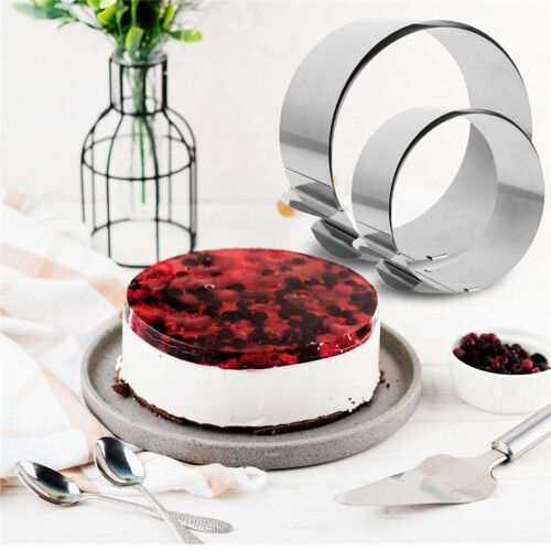 Cake Ring Adjustable Stainless Steel Baking Ring Sturdy Cake Mould Cake Ring, for Mousse Baking Dessert Cake Making 2