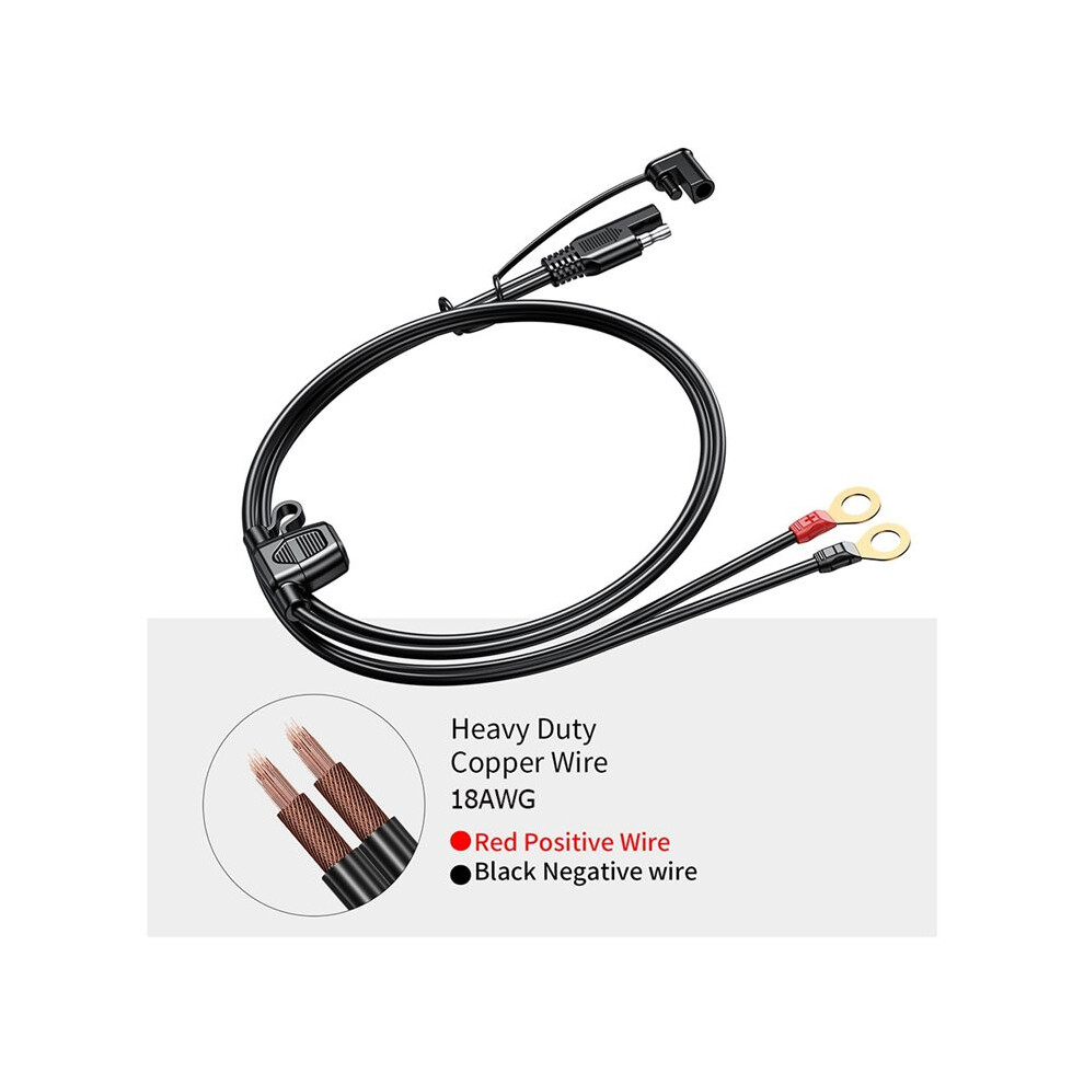 12-24V Ring Terminal Sae To Ring Connectors Extension Cord 6Ft 18Awg Waterproof Moisture-Proof For Battery Charger 6033779587551