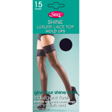 (Medium (5ft-5ft8”), Navy) Silky Womens/Ladies Shine Lace Top Hold Ups (1 Pair)