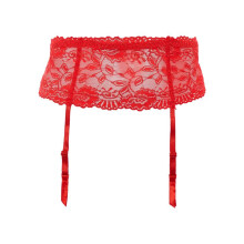 (X-Large (UK Dress 16), Red) Silky Womens/Ladies Wide Lace Suspender Belt (1 Pair)
