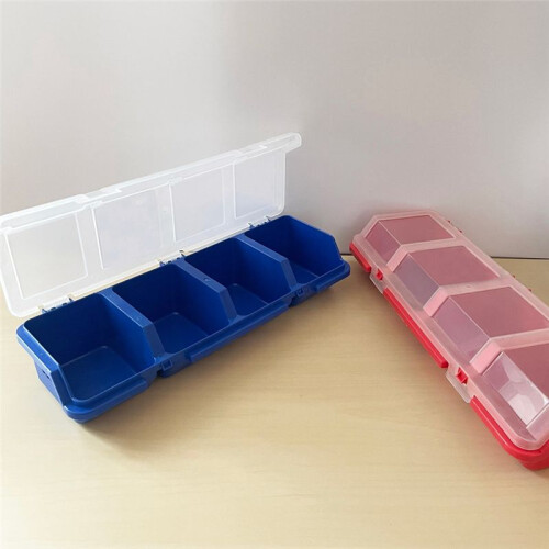 Parts Storage Box Plastic Screw Organizer Box with 4 Compartment Tool Part Container Bin with Lid Display Storage Case A 1