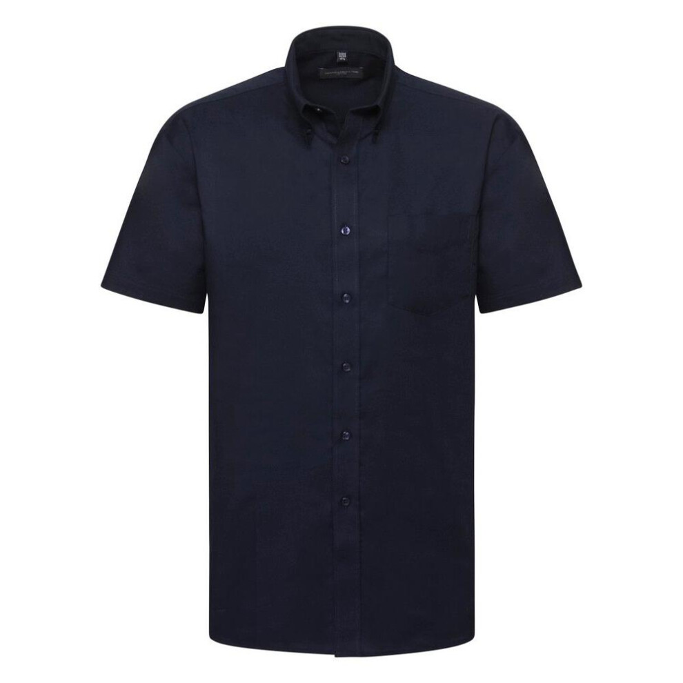 Russell (18Inch, Bright Navy) Collection Mens Short Sleeve Easy Care Oxford Shirt Blue,Multicoloured