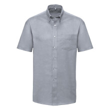 (21inch, Silver Grey) Russell Collection Mens Short Sleeve Easy Care Oxford Shirt