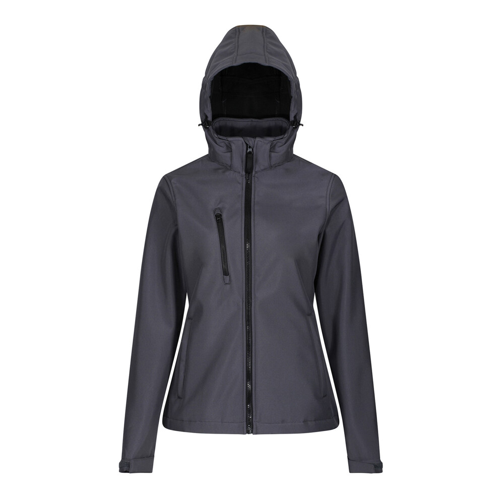 Regatta (10 Uk, Seal Grey/Black) Womens/Ladies Venturer 3 Layer Hooded Soft Shell Jacket