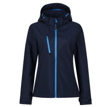 (10 UK, Navy/French Blue) Regatta Womens/Ladies Venturer 3 Layer Hooded Soft Shell Jacket