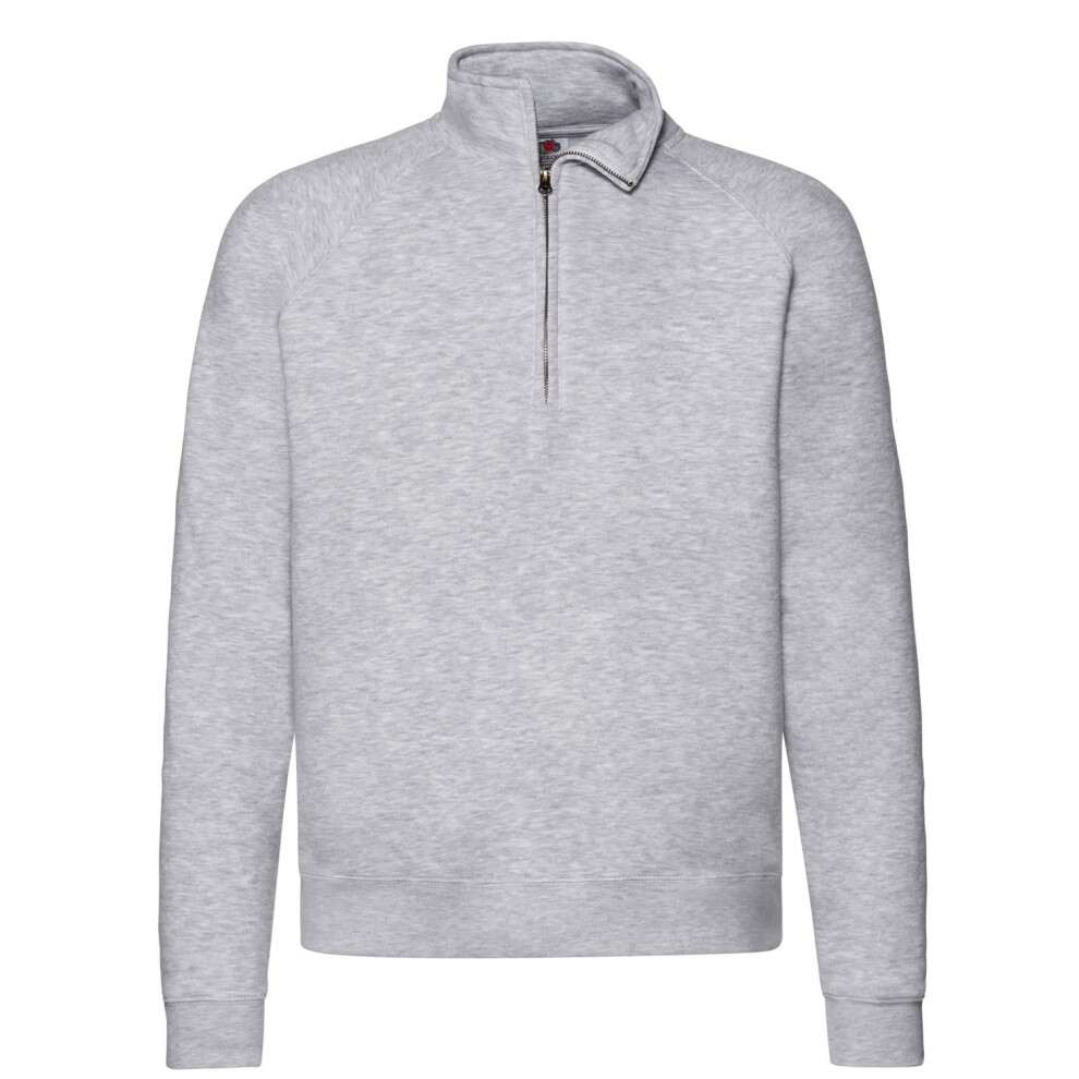 Fruit Of The Loom Mens Premium Zip Neck Sweatshirt Grey