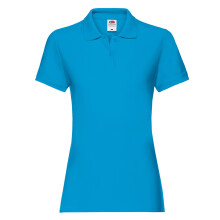 (M, Azure Blue) Fruit of the Loom Womens/Ladies Premium Plain Polo Shirt