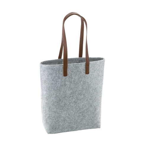 BagBase (One Size, Grey Melange/Tan) Bagbase Premium Felt Tote